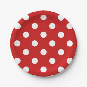 Rotes und weißes Tupfen-Muster Pappteller