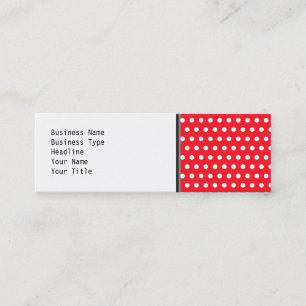 Rotes und weißes Tupfen-Muster. Spotty. Mini Visitenkarte