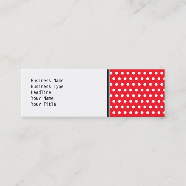 Rotes und weißes Tupfen-Muster. Spotty. Mini Visitenkarte (Vorderseite)