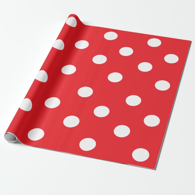Rotes und weißes Tupfen-Packpapier 30" x 6" Geschenkpapier (Ungerollt)