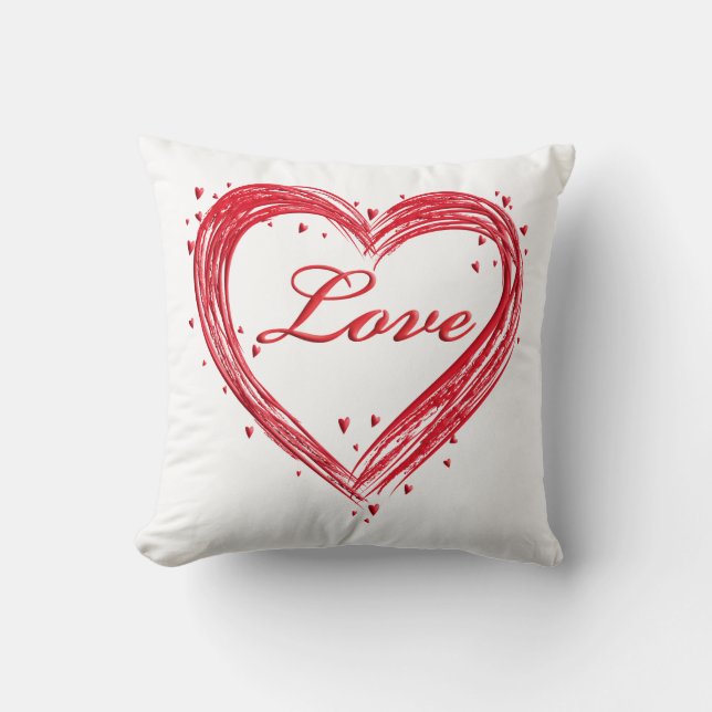 Rotes und weißes Valentinstag Kissen (Vorderseite)