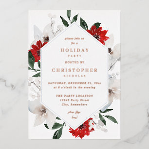 Rotes und weißes Weihnachten oder Urlaub Party Folieneinladung