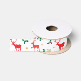 Rotes und weißes Weihnachtsfest 1,5 Zoll Satinband