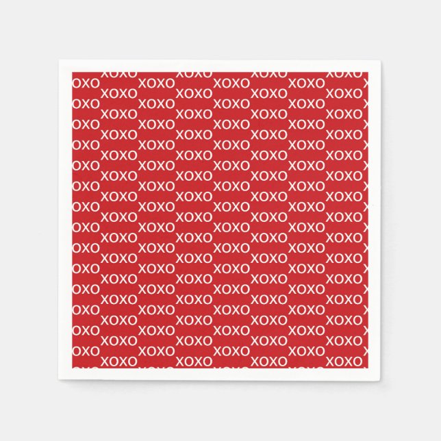 Rotes und weißes XoValentin-Party Serviette (Vorderseite)