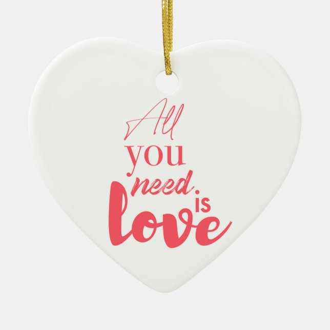 Rotes, urbanes Grafikdesign "Alles was du brauchst Keramik Ornament (Vorne)