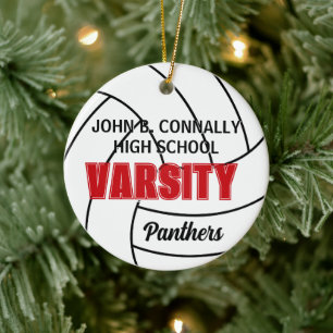 Rotes Varsity-Volleyball-Foto Rückseite Weihnachte Keramik Ornament