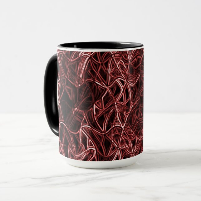 Rotes verflochtenes Netz aus rustikalem und gezoge Tasse (Vorderseite Links)