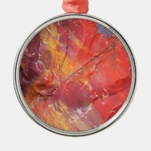 Rotes versteinertes Holzdetail, Arizona Silbernes Ornament