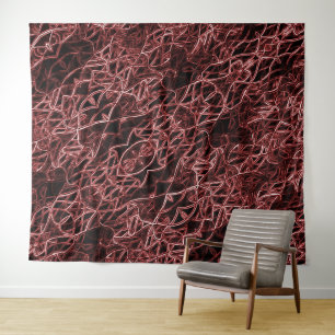Rotes verwobenes Netzwerk aus rustikaler und verwo Wandteppich