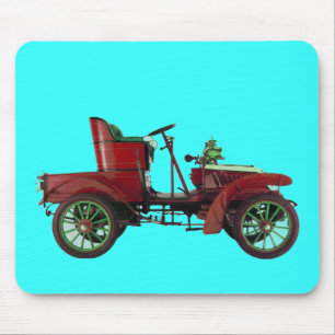 ROTES VINTAGAUTO, KLASSISCHES AUTOMOTIVES Hellblau Mousepad