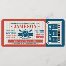 Rotes Vintage-Baseball-Ticket Geburtstag