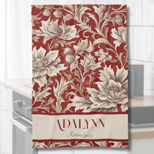 Rotes Vintage-Blumen-Ruhestands-Geschenk für Mama Geschirrtuch
