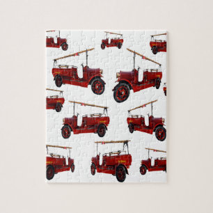 Rotes Vintage-Feuerwehrwagen-Muster,