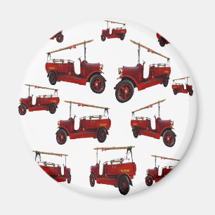 Rotes Vintage-Feuerwehrwagen-Muster, Magnet