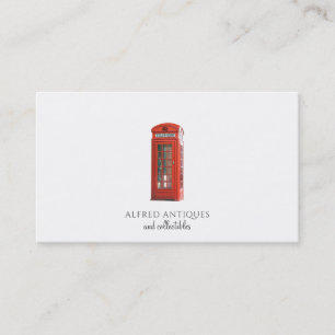 Rotes Vintage-London-Telefonhäuschen Antiquitäten Visitenkarte
