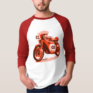 Rotes Vintage-Rennmotorrad T-Shirt