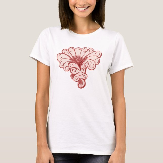Rotes Vintages Blume Shirt (Vorderseite)