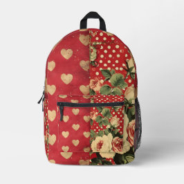 Rotes Vintages Shabby Chic Bedruckter Rucksack