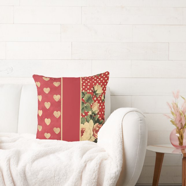 Rotes Vintages Shabby Chic Kissen (Liege)