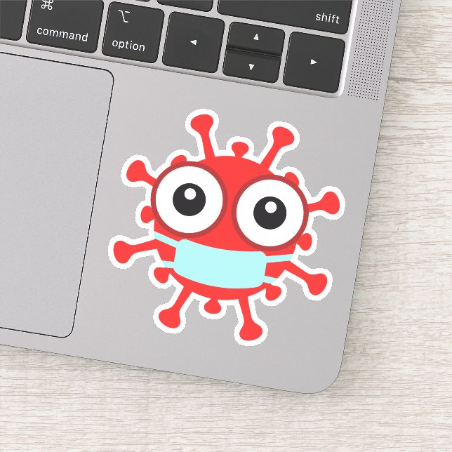 Rotes Virus mit Gesichtsmaske Aufkleber (Detail)