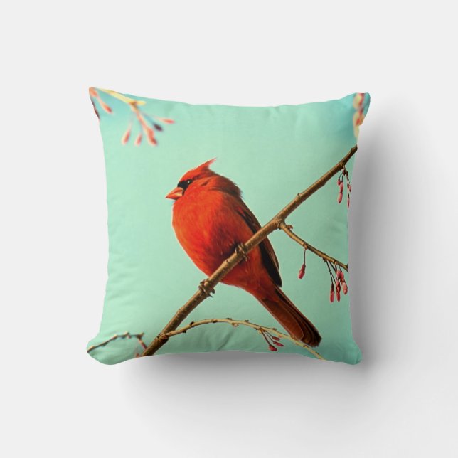 Rotes Vogel-Kissen Kissen (Vorderseite)
