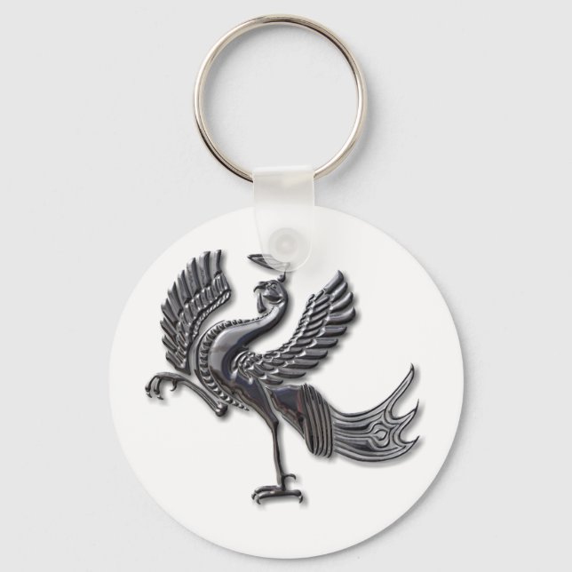 Rotes Vogelglas Schlüsselanhänger (Vorderseite)