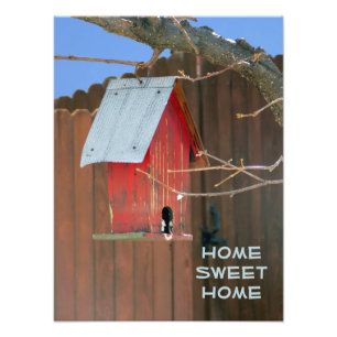 Rotes Vogelhaus-Foto Fotodruck