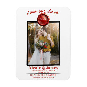 Rotes Wachssiegel Foto Hochzeit Termin vormerken Magnet