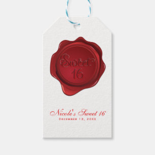 Rotes Wachssiegel Sweet 16 Elegante formelle Party Geschenkanhänger