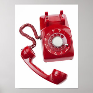 Rotes Wählscheibentelefon Poster