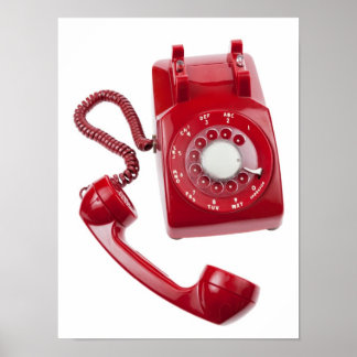 Rotes Wählscheibentelefon Poster