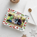 Rotes Wasser gestrichen Poinsettia und Holly-Foto Feiertagskarte<br><div class="desc">Ein festlicher Rahmen aus handbemalten Aquarellfarben,  heiligen Blätter,  Beeren und Poinsettia-Blume sind eine festliche Art,  in dieser Ferienzeit herzliche Wünsche zu senden. Personalisieren Sie die Vorderseite mit Ihrem Foto der Wahl und die Innenseite mit einer eleganten Botschaft des Beifalls,  kurzen Aktualisierungsbrief und Familiennamen.</div>