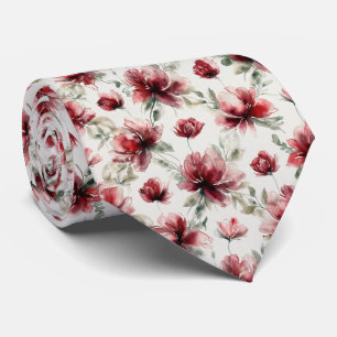 Rotes Wasserfarben-Blumenmuster Krawatte