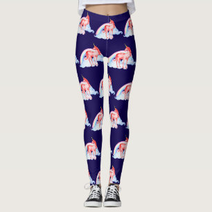 Rotes Wasserfarben-Einhorn Leggings