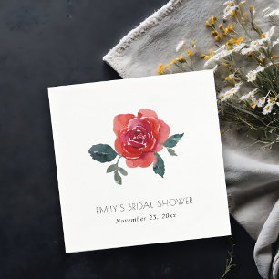 ROTES WASSERFARBEN GRÜNES ROSE FLORAL BRAUTPARTY SERVIETTE