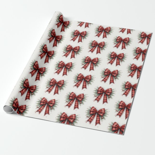 Rotes Wasserfarben-Weihnachtsband-Urlaub Geschenkv Geschenkpapier (Ungerollt)