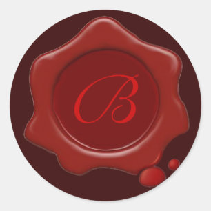 ROTES WAX SIEGEL Monogramm Runder Aufkleber