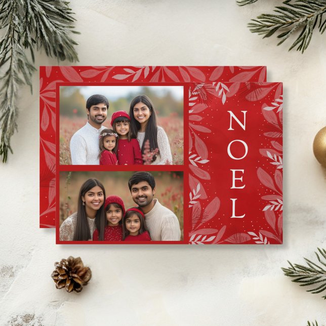Rotes Weihnachten 2 Foto (Red Noel Christmas Card)