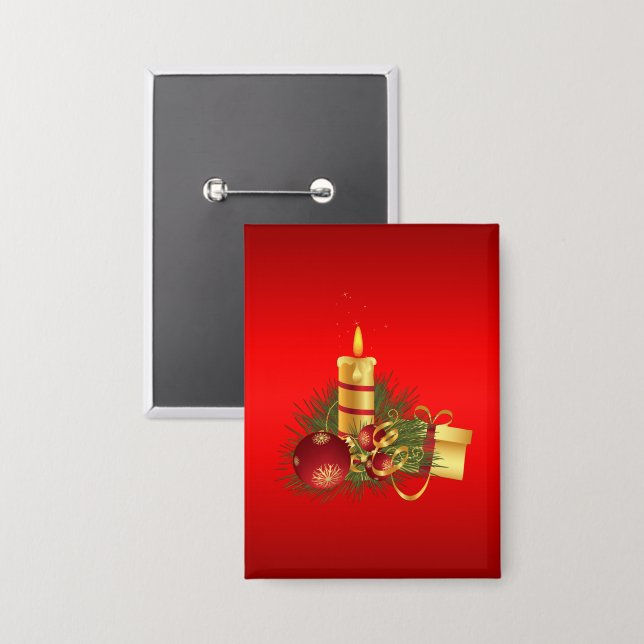 Rotes Weihnachten Button (Vorderseite/Rückseite)