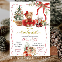 Rotes Weihnachten Coquette Bär Mädchen Baby Shower