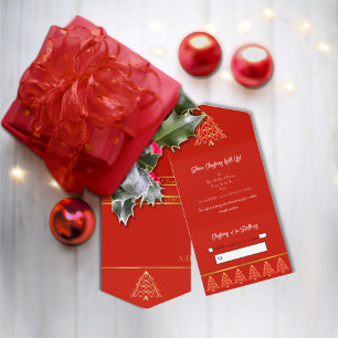 Rotes Weihnachten in einem Weihnachtsfest Einladun All In One Einladung