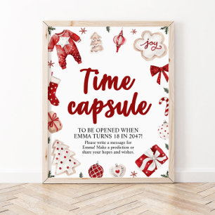 Rotes Weihnachten Winter Zeitkapsel Baby Shower Sc Poster