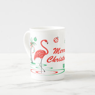 Rotes Weihnachts-Flamingo-Weihnachts-Fei porcelain Prozellantasse