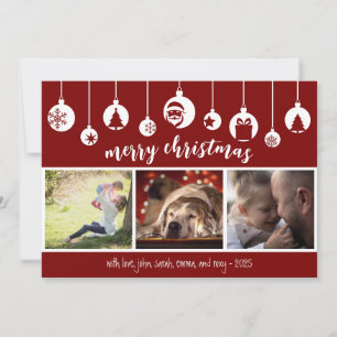 Rotes Weihnachtsanhänger-Foto Feiertagskarte