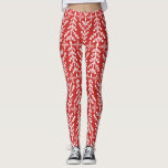 Rotes Weihnachtsbaum-nordisches angemessenes Leggings<br><div class="desc">Kleiden Sie oben Ihre Wintergarderobe mit diesen hochwertigen Leggings des Spaßes,  die ein Baum-/Schneeflockemuster-Set des Winters weißes gegen einen roten Hintergrund kennzeichnen (ändern Sie leicht Hintergrundfarbe).  Vervollkommnen Sie für die Feiertage oder täglichen die Wintertätigkeiten und -Trainings.</div>