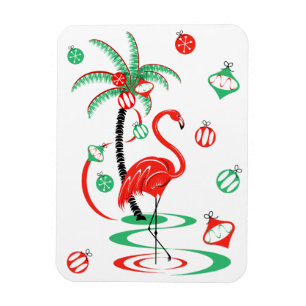 Rotes Weihnachtsbild Flamingo-Magnet-Portrait Magnet
