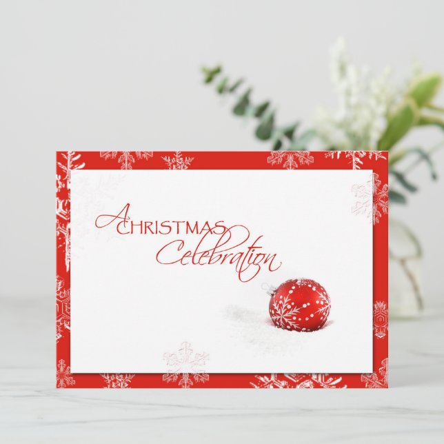 Rotes Weihnachtsfest Einladungskarte (Stehend Vorderseite)