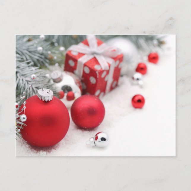 Rotes Weihnachtsfest Feiertagspostkarte (Vorderseite)