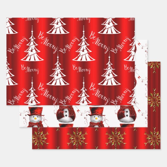 Rotes Weihnachtsfest Geschenkpapier Set (Set)