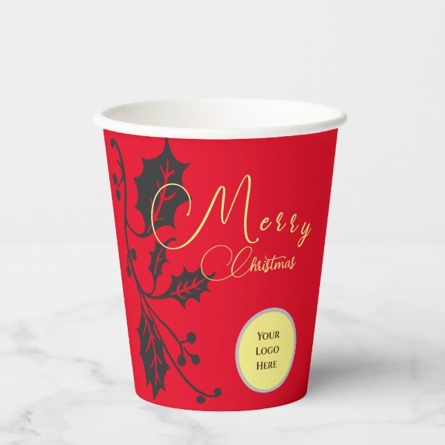 Rotes Weihnachtsfest Pappbecher (Vorderseite)